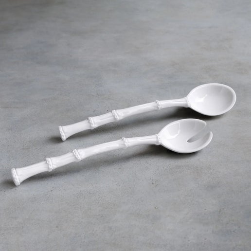 Vida Bamboo Large Salad Servers (White)