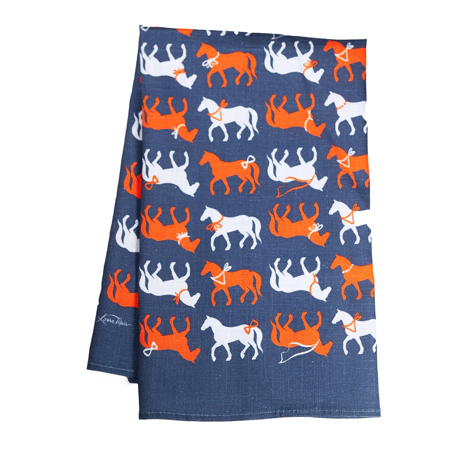 KEVA Style and Created By - Spirit Horse in Navy Cotton Linen Tea Towel