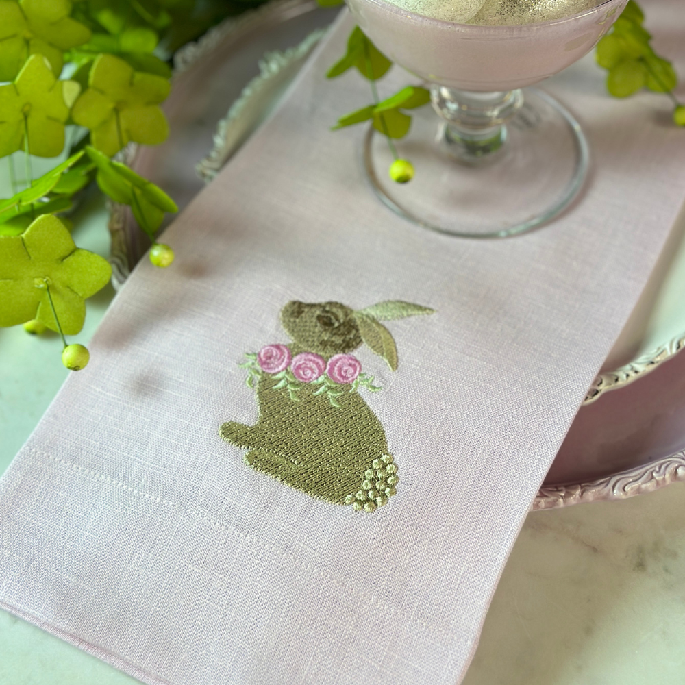Arte Italica & Crown Linen Designs - Floral Bunny Towel - Easter