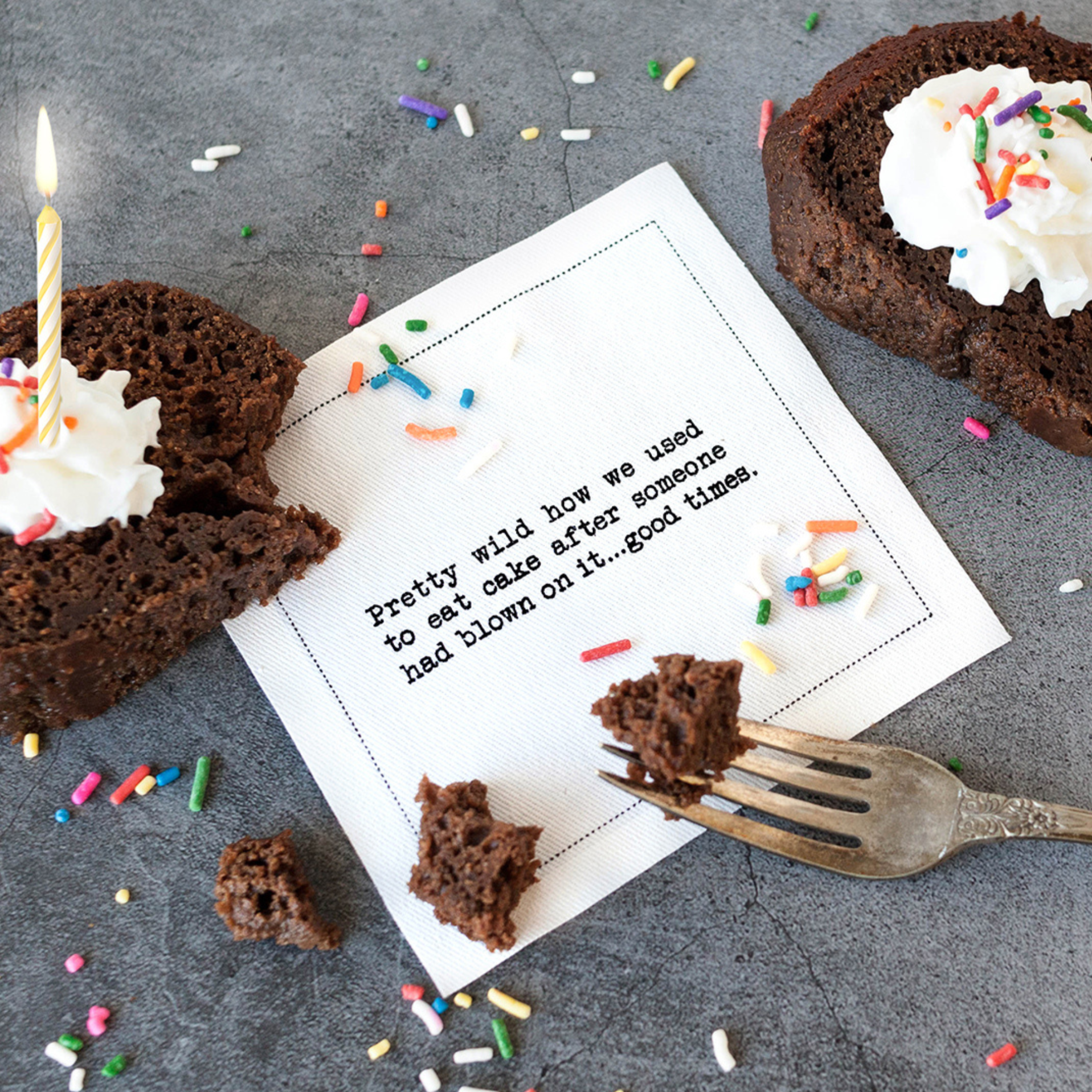 Five Star Napkins Inc. - Birthday Quotes  - White Cotton Cocktail Napkins 50x