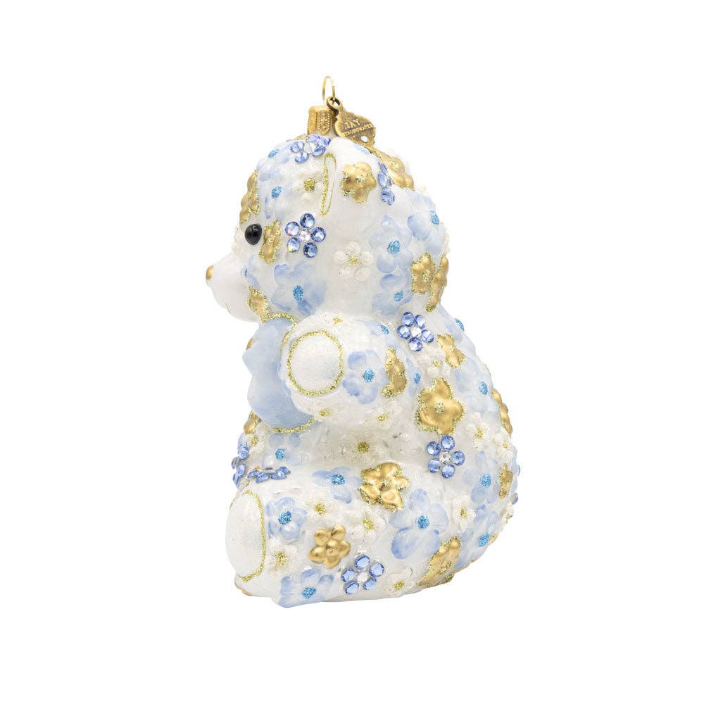 Jay Strongwater - Blue Floral Teddy Ornament