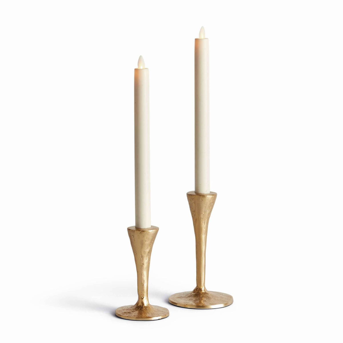 Napa Home & Garden - Noah Taper Holders, Set of 2 - Gold, Cast Aluminum Design