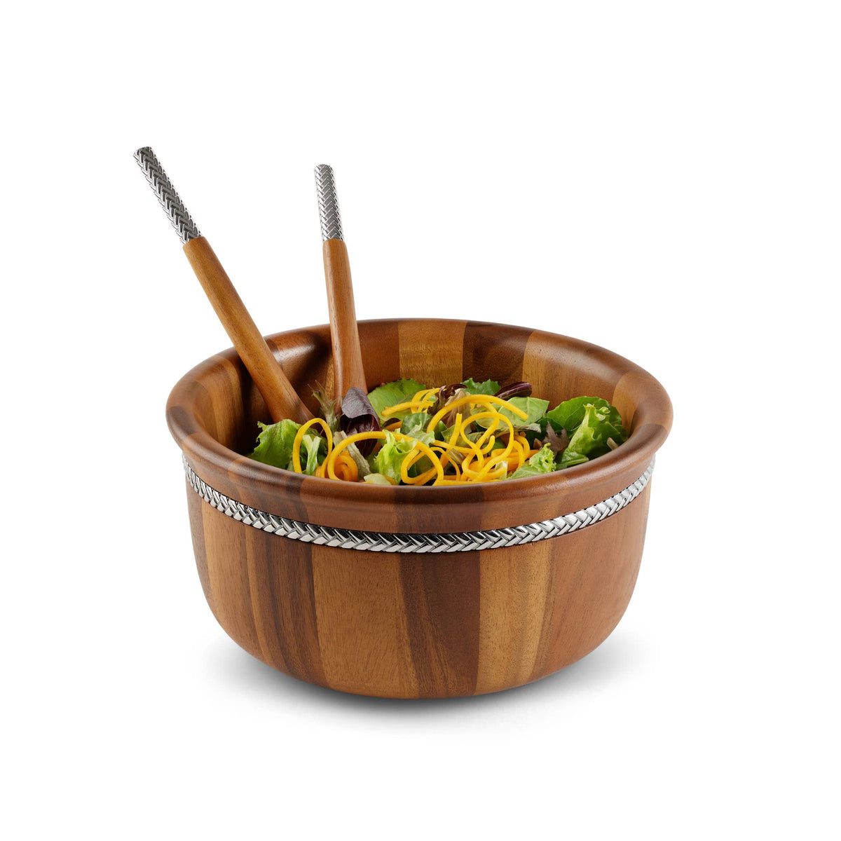 Nambe - Braid Round Salad Bowl With Servers
