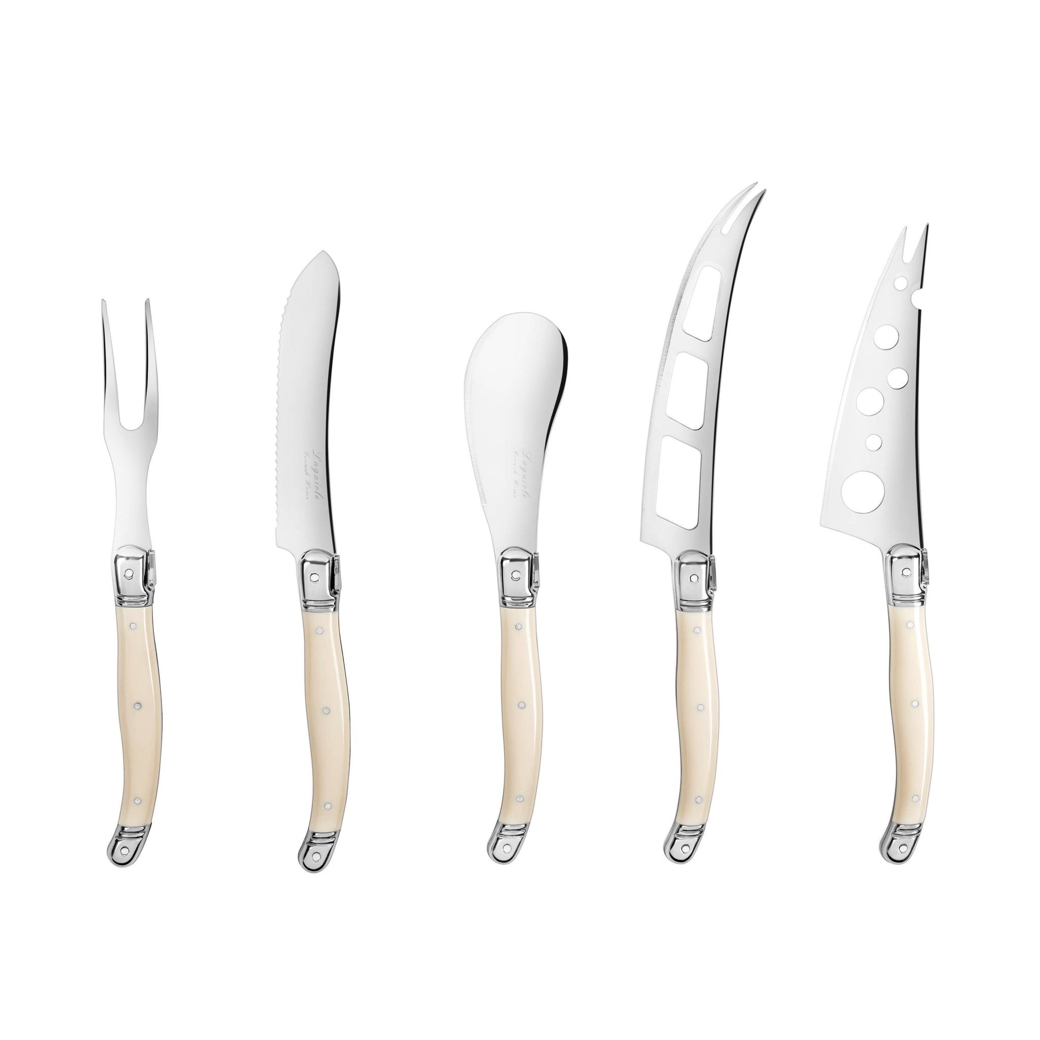French Home - Laguiole 5-Piece Artisan Ivory-Colored Cheese Knife Set