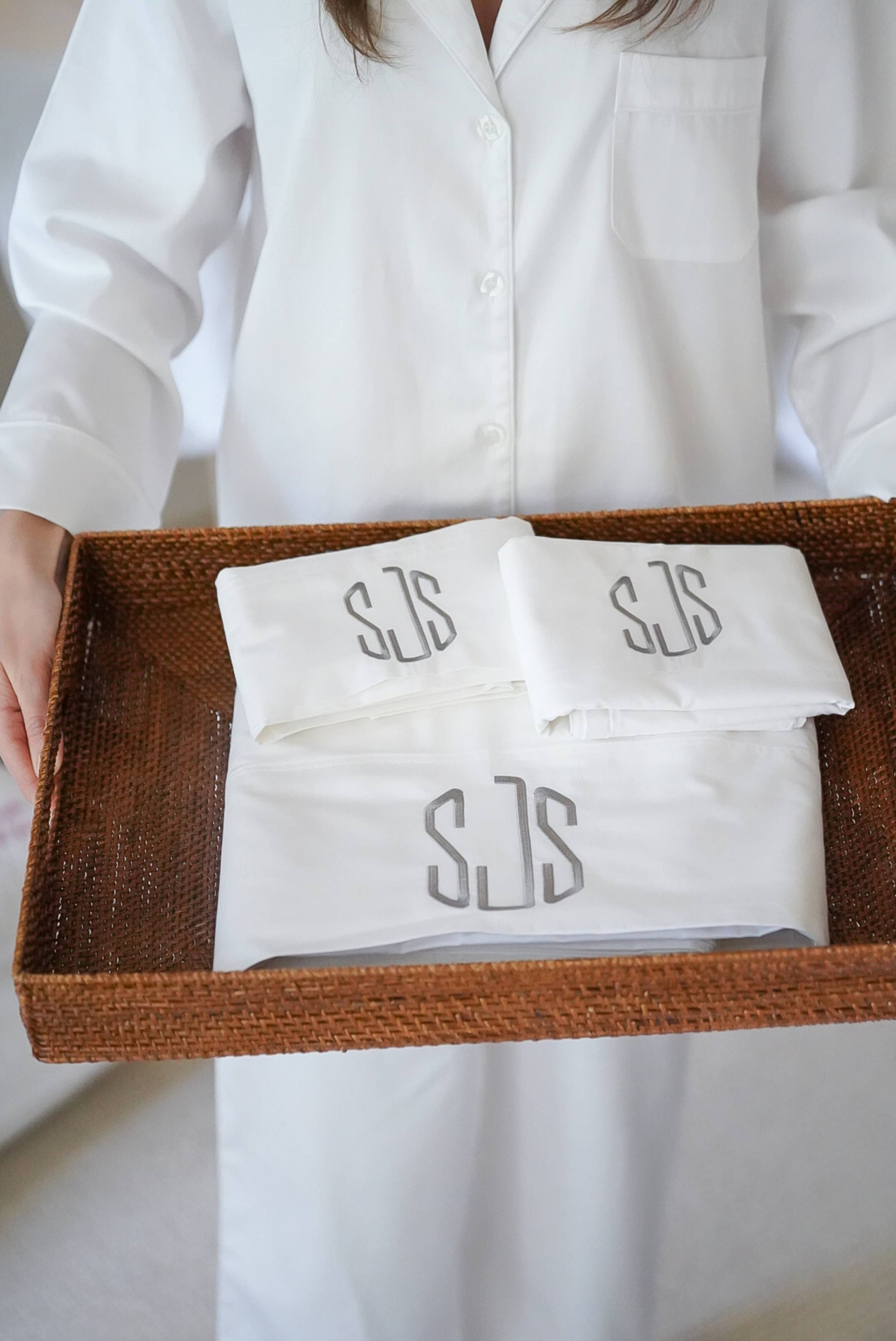 The Pillow Bar - Custom Embroidered Cotton Sateen Sheet Set