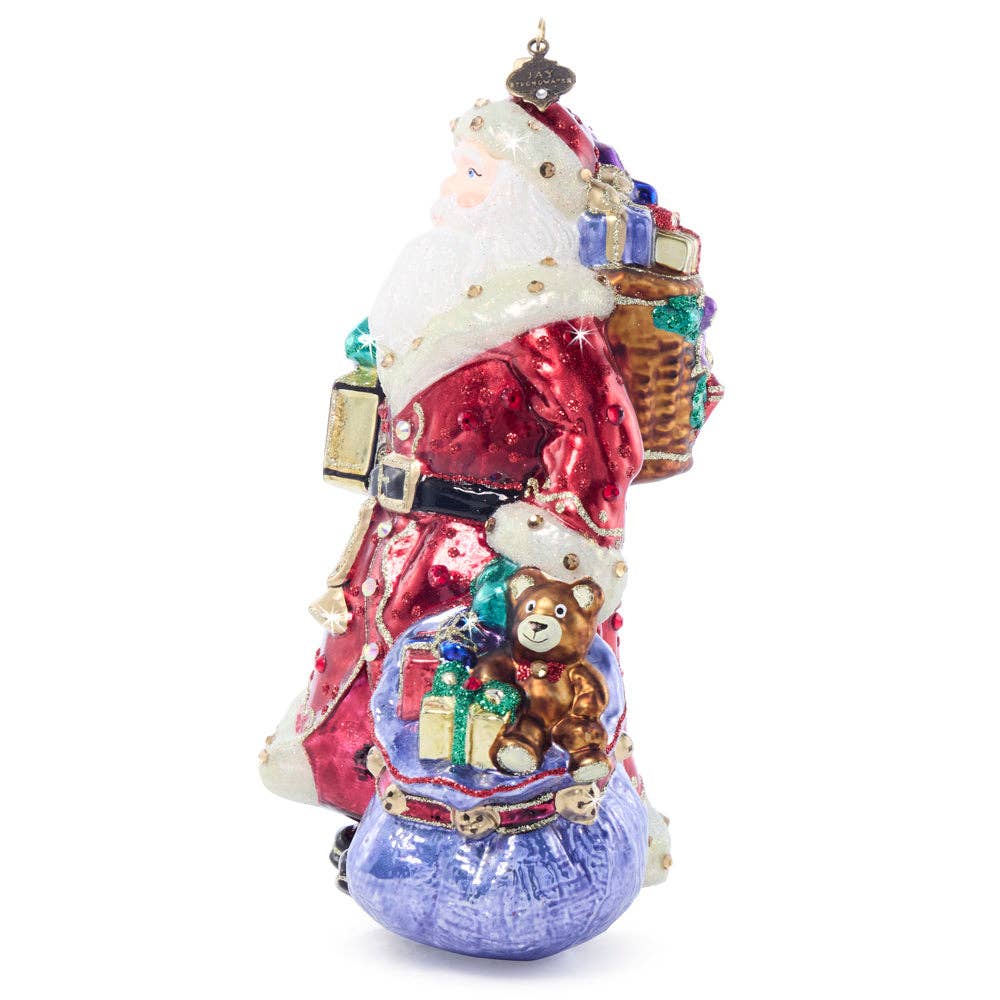 Jay Strongwater - Bountiful Santa Glass Ornament