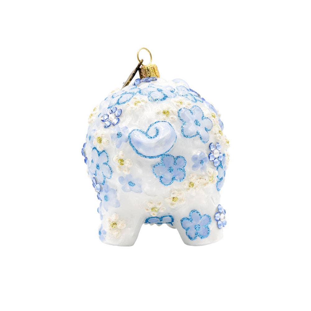 Jay Strongwater - Blue Floral Piggy Ornament