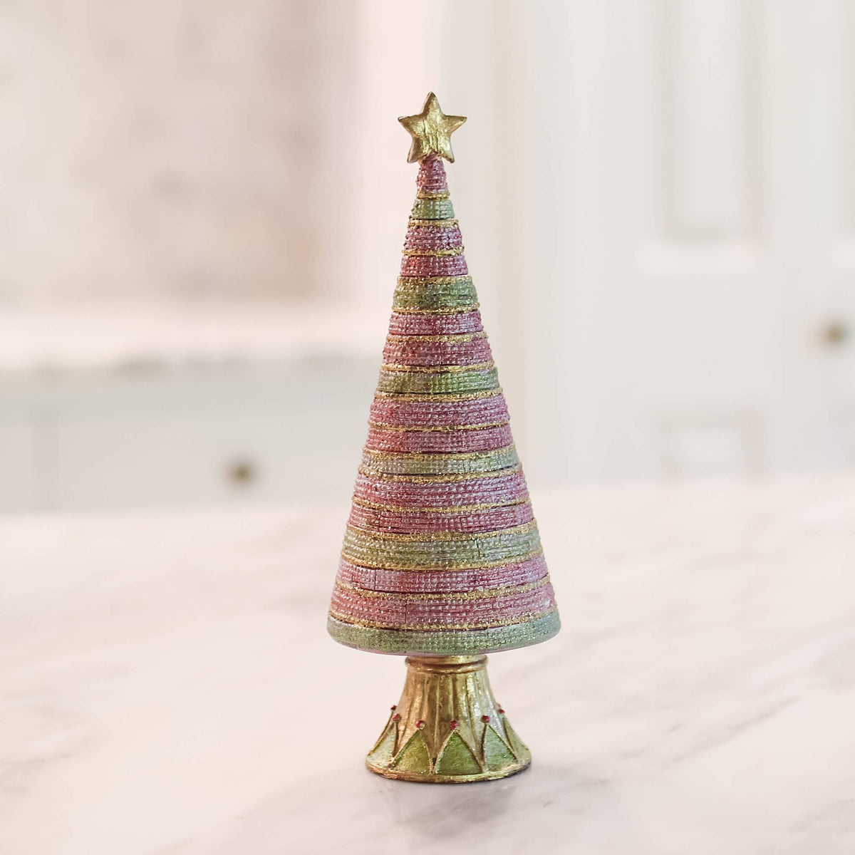 Dekorasyon Gifts  Decor - Bon Bon Cone Tree w/Star (Pink Rainbow)