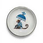 The French Bee & Co - Coupe Ring Dish Blue & White Monkey with Parasol