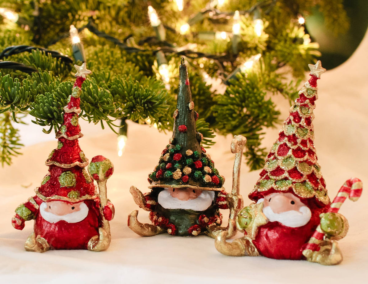 Dekorasyon Gifts  Decor - 4" Eliptikal Sharon Gnome Ornament (Red/Citron)