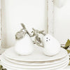 Vagabond House - Porcelain Pear Salt and Pepper with Pewter Leaf