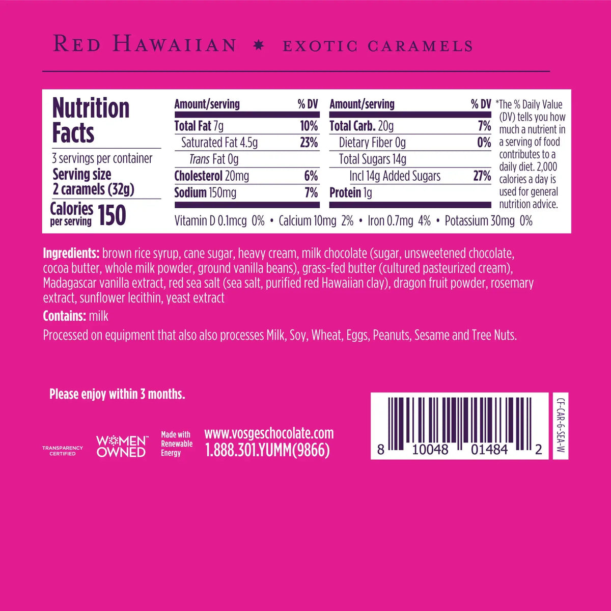 Vosges Haut-Chocolat - Milk Chocolate Caramels | Red Hawaiian Salt | Dragon Fruit