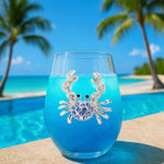 Blue Crab Jeweled Stemless Wine Glass