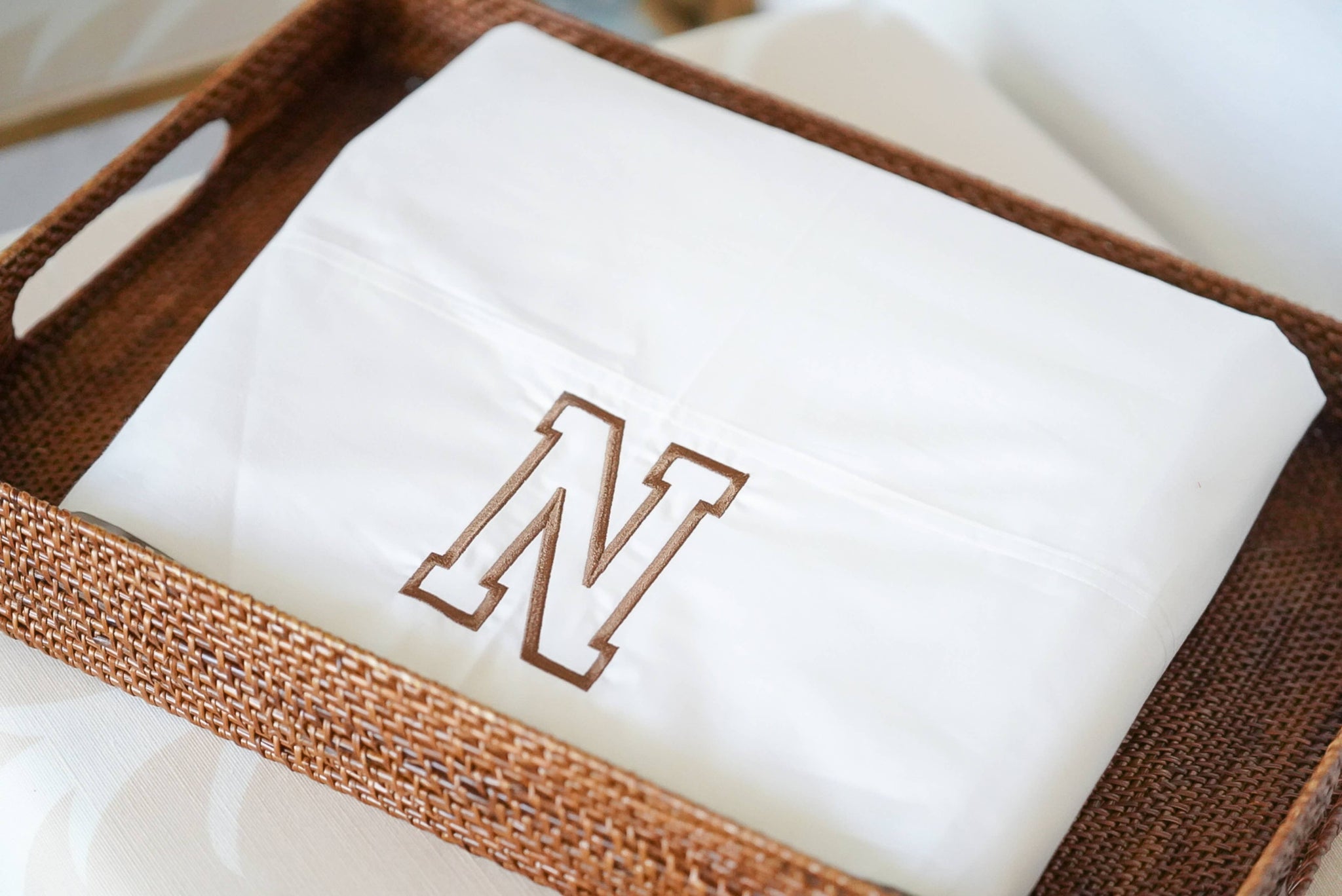 The Pillow Bar - Custom Embroidered Cotton Sateen Sheet Set