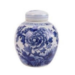 The French Bee & Co - Jar, Chinoiserie Blue and White, Peony Design, Lidded