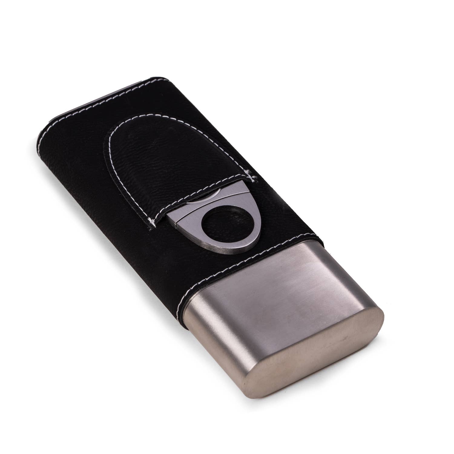 BeyBerk International - Harrison Leather and Steel Cigar Case with Cutter