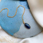 Sophie Deschamps Bijoux - COLLIER CHAINE ANAHITA, saphir serti plaqué or (CCHHO1)