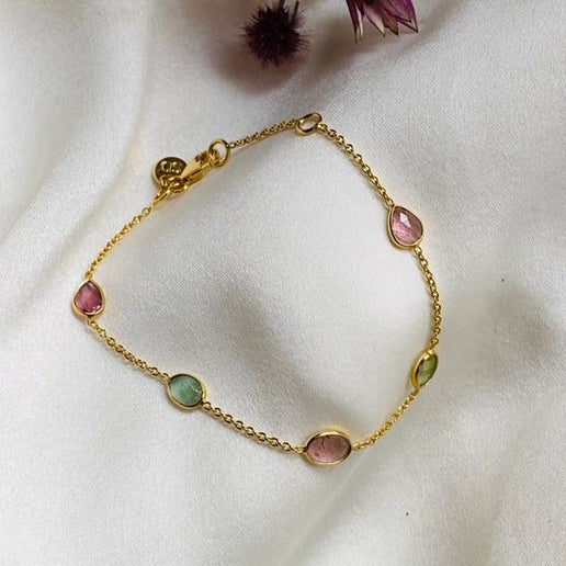 Sophie Deschamps Bijoux - Bracelet chaine tourmalines serties Atours (BCHLU42)