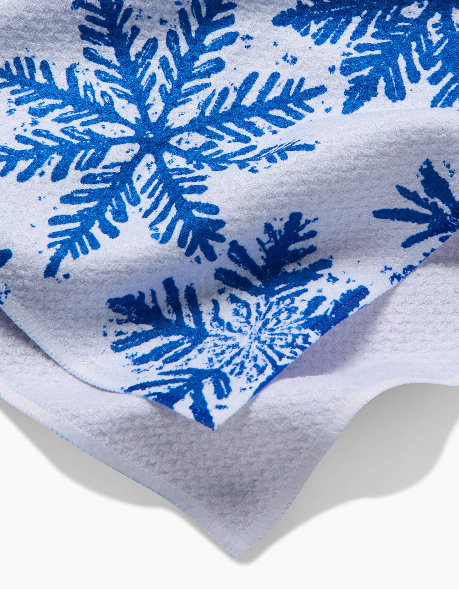 Geometry - Snowy Days Blue Tea Towel