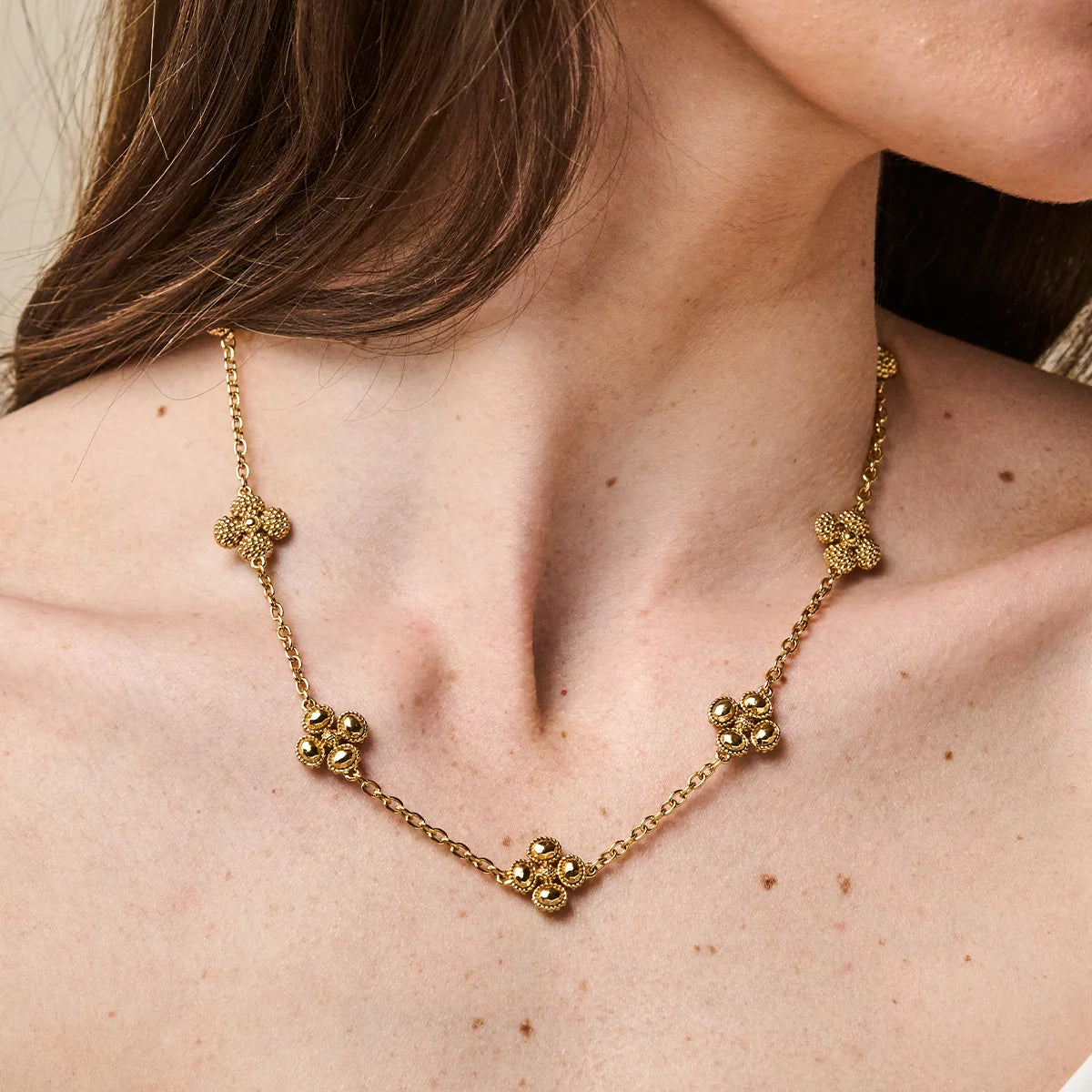 Capucine De Wulf Clover Double Sided Necklace, 16-18" ~ Gold