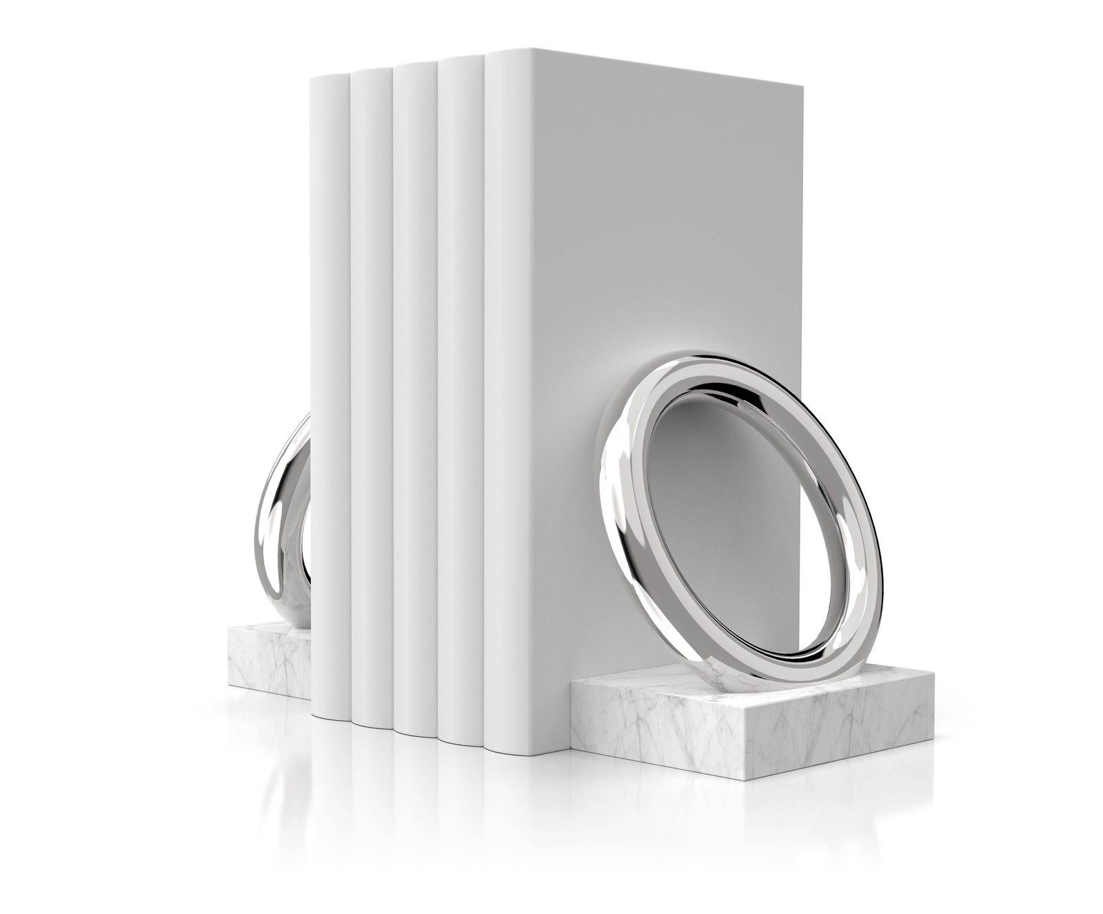 ANNA New York - Ring Bookends, Marble & Silver, Set of 2