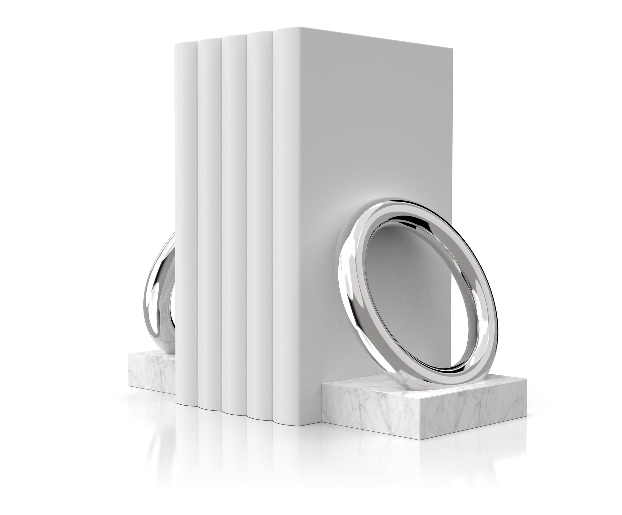 ANNA New York - Ring Bookends, Marble & Silver, Set of 2