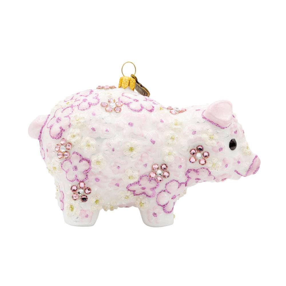 Jay Strongwater - Pink Floral Piggy Ornament