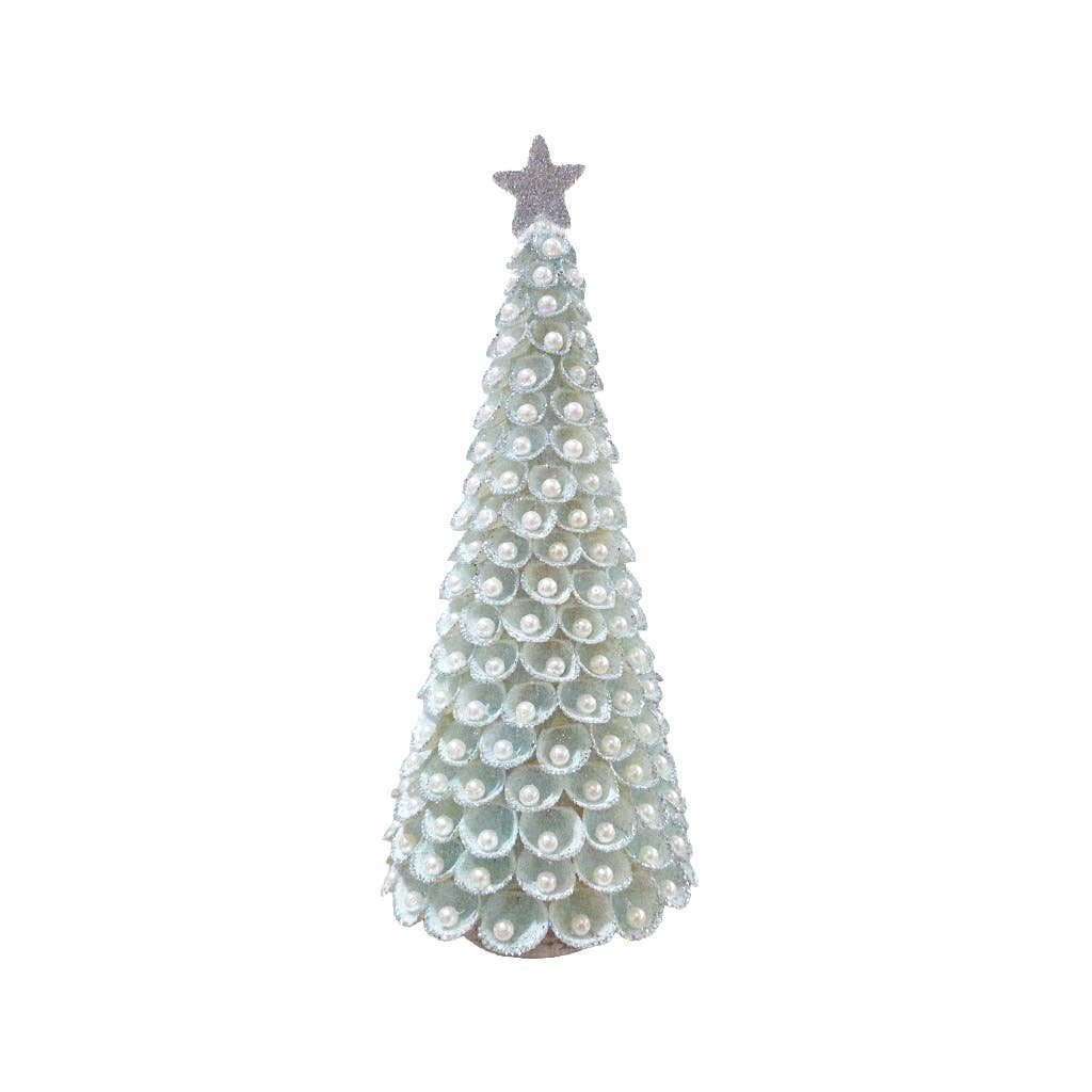 Dekorasyon Gifts  Decor - Clamrose Shell Cone Tree w/Pearls (Powder Blue)