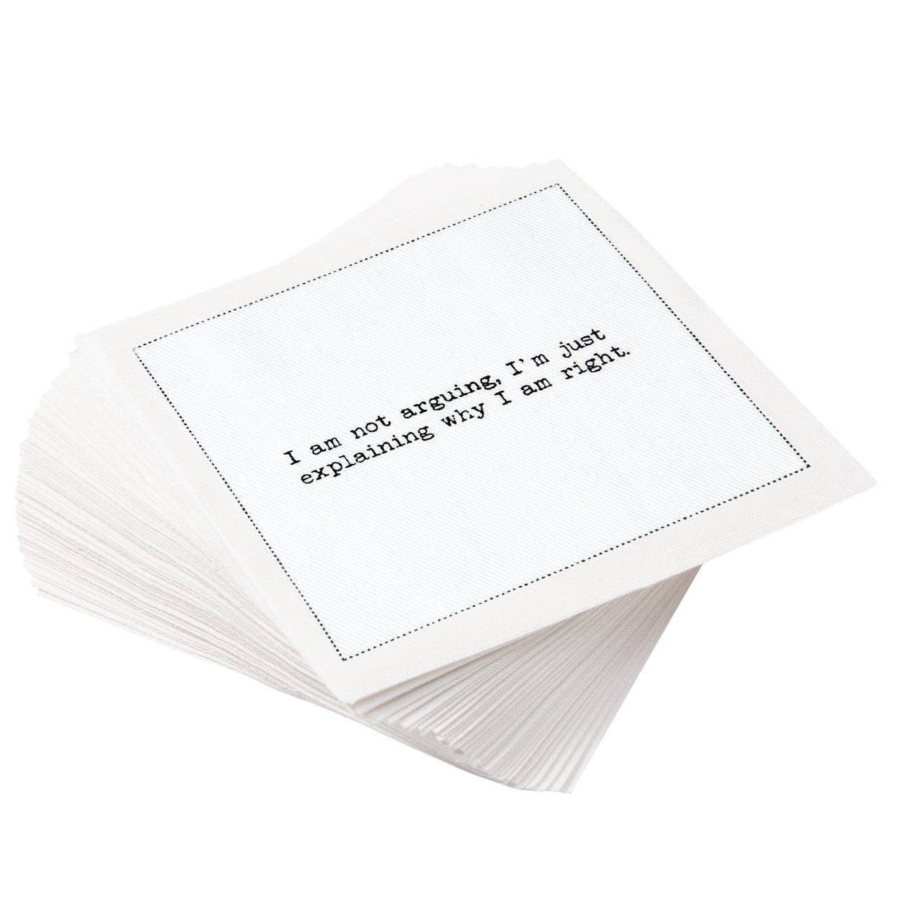 Five Star Napkins Inc. - Snarky Quotes - White Cotton Cocktail Napkins x 50
