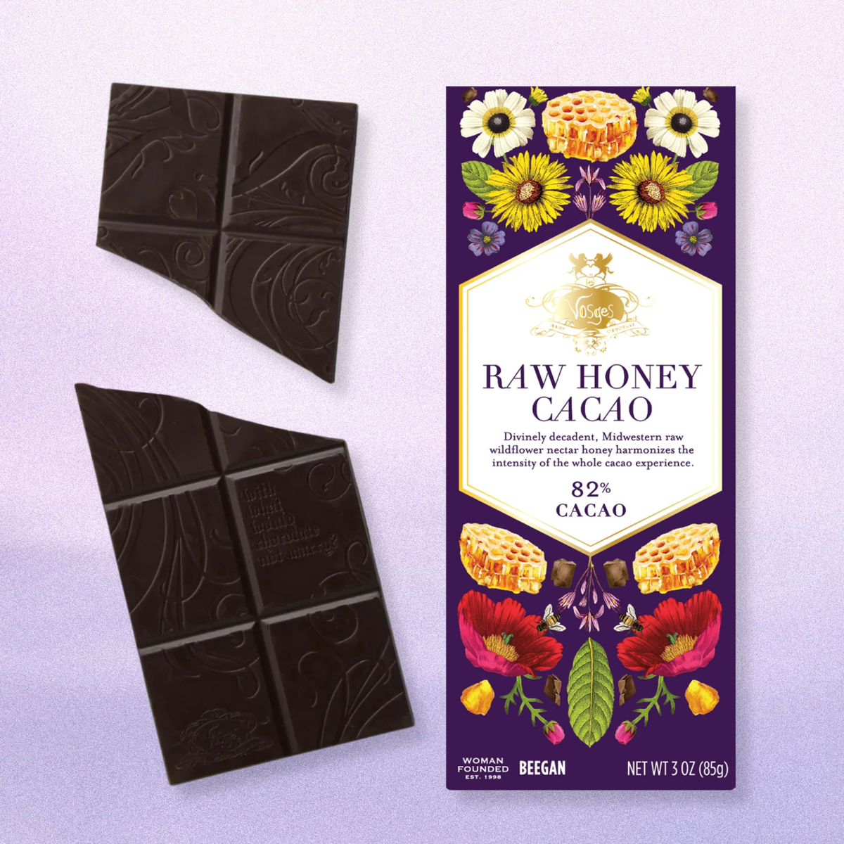 Vosges Haut-Chocolat - Dark Chocolate Wildflower Raw Honey Bar: 82% Cacao