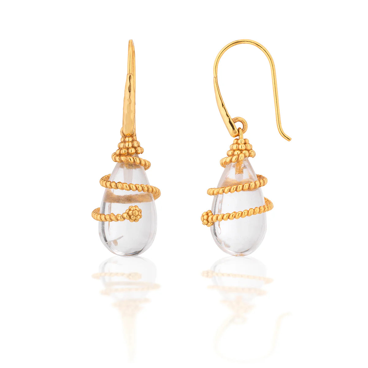 Capucine De Wulf Lily Drop Earrings, Clear Quartz