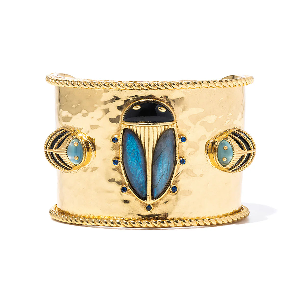 Capucine De Wulf Scarab Grande Cuff Bracelet - Blue Labradorite/Black Agate