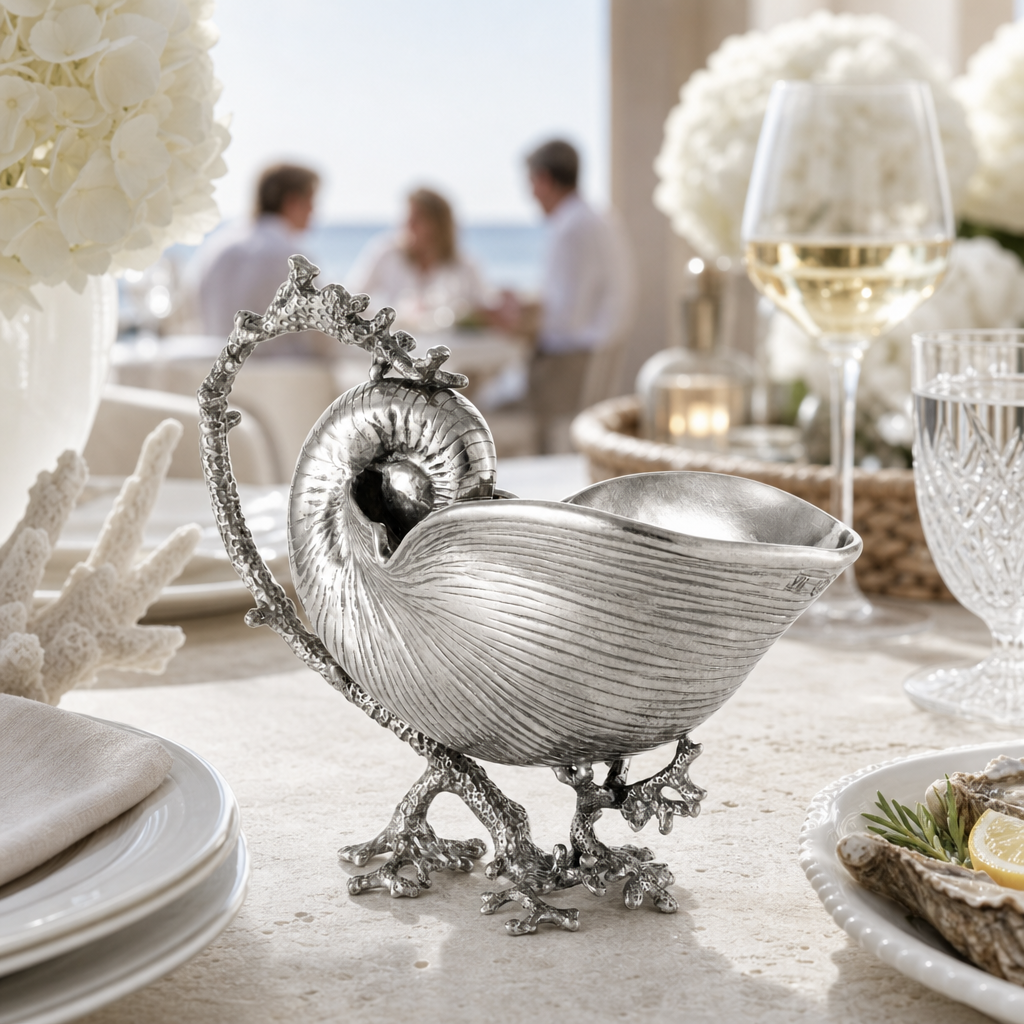 Pewter Nautilus Gravy Boat
