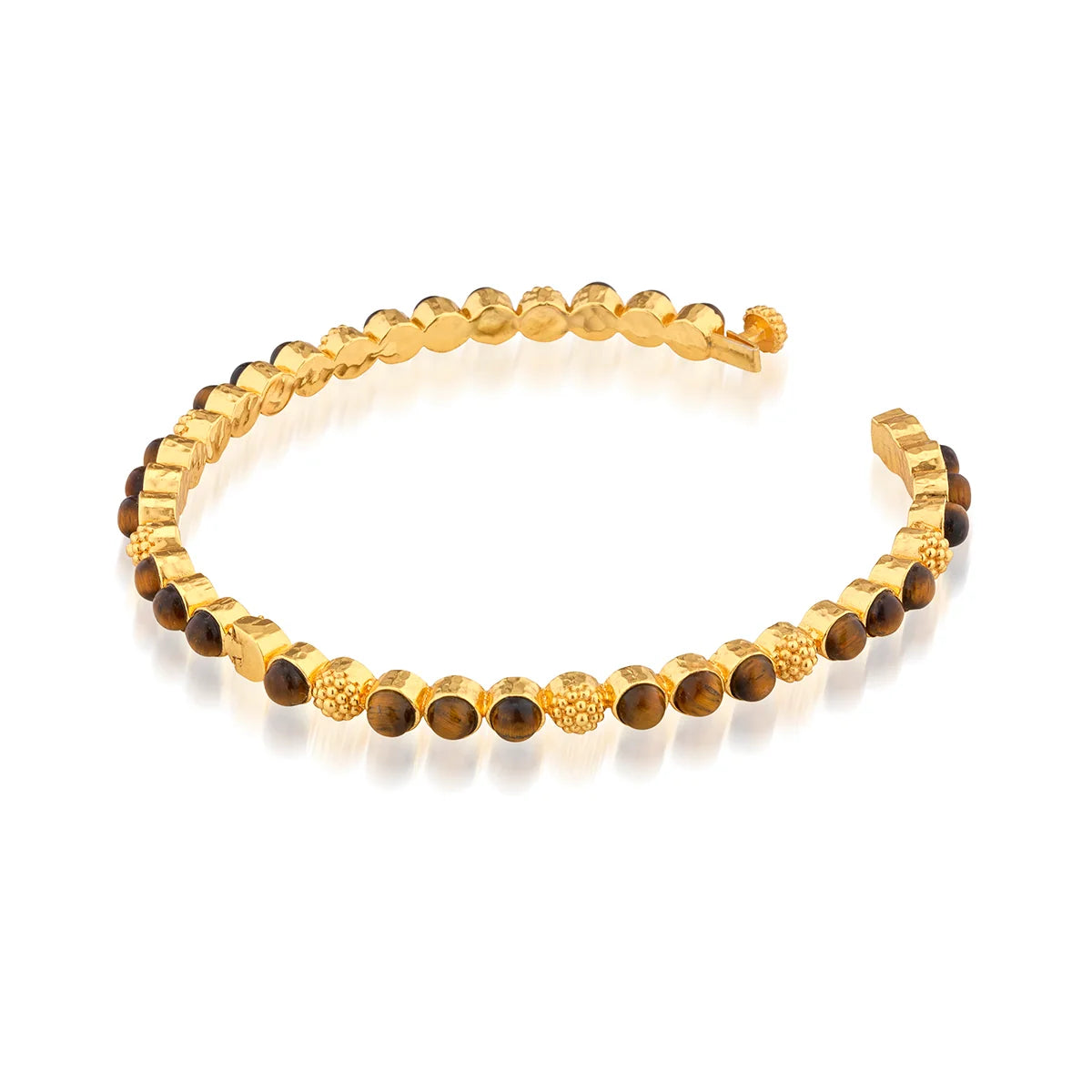 Berry Gem Petite Hinged Bangle - Tiger's Eye