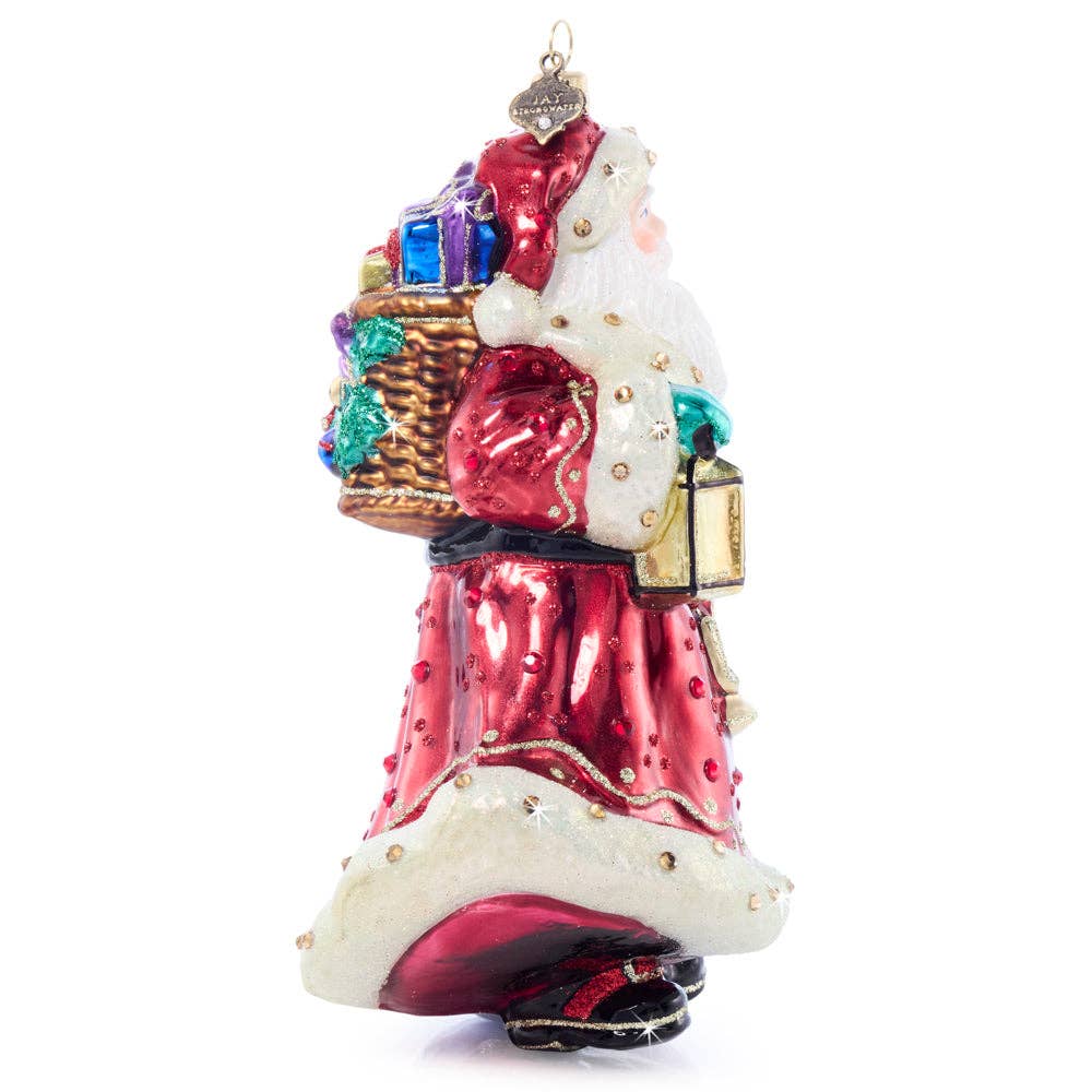 Jay Strongwater - Bountiful Santa Glass Ornament
