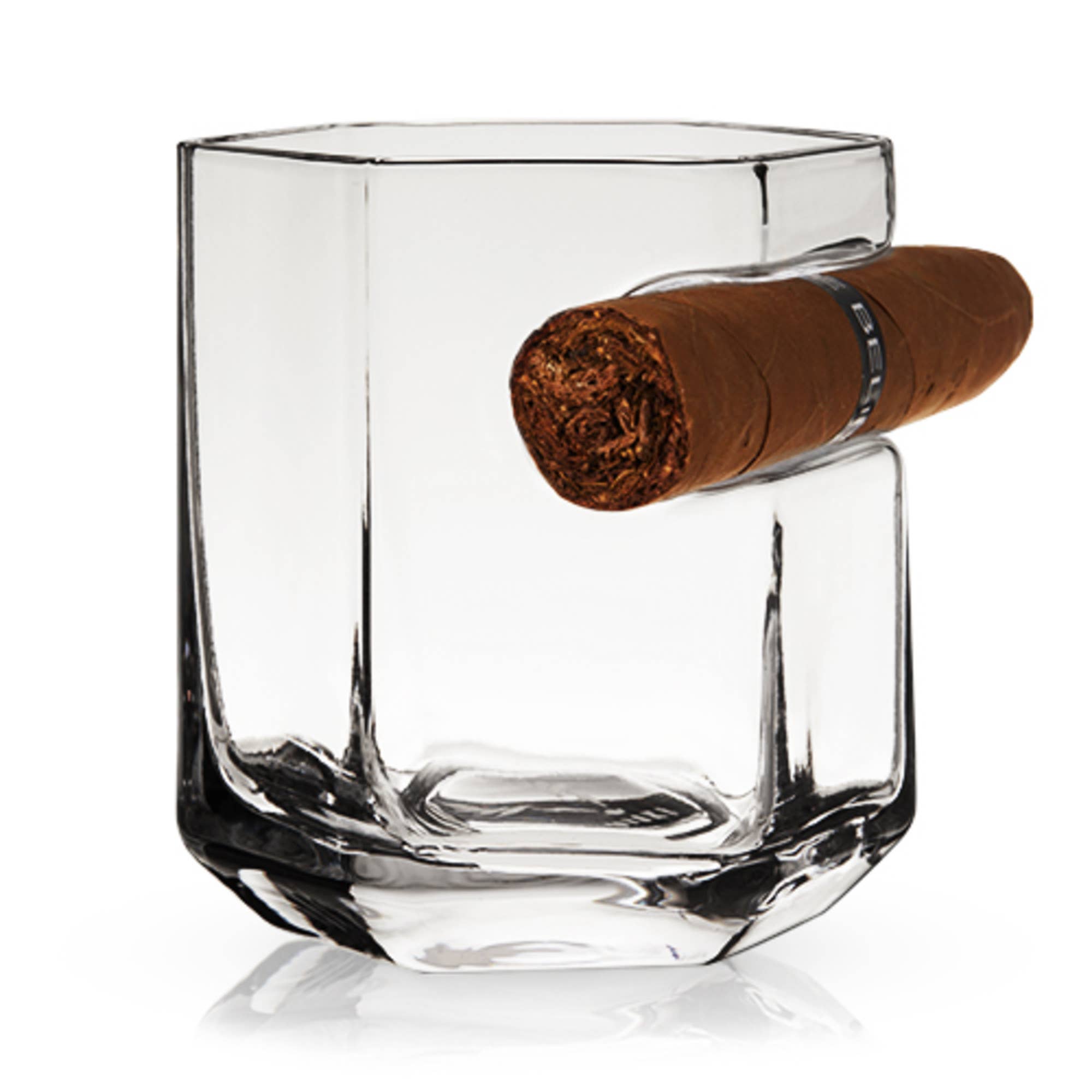 Viski - Raye™ Crystal Whiskey Glass with Builtin Cigar Holder
