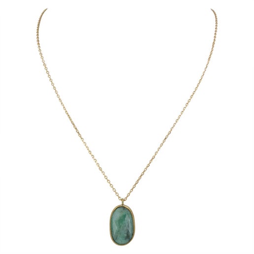 Sophie Deschamps Bijoux - COLLIER CHAINE ANAHITA, saphir serti plaqué or (CCHHO1)