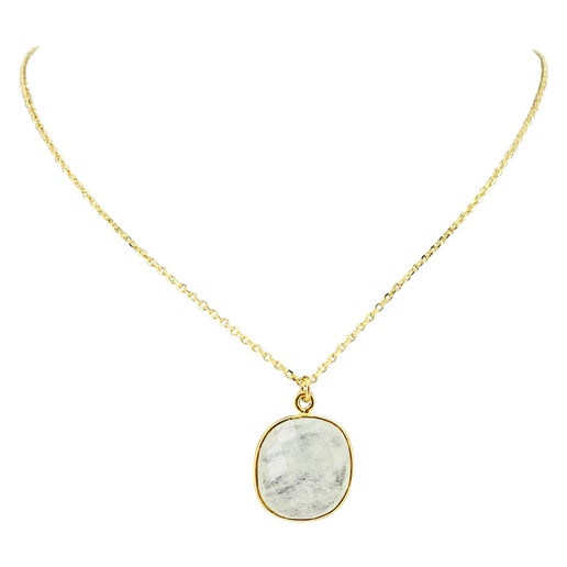 Sophie Deschamps Bijoux - COLLIER CHAINE ANAHITA, saphir serti plaqué or (CCHHO1)