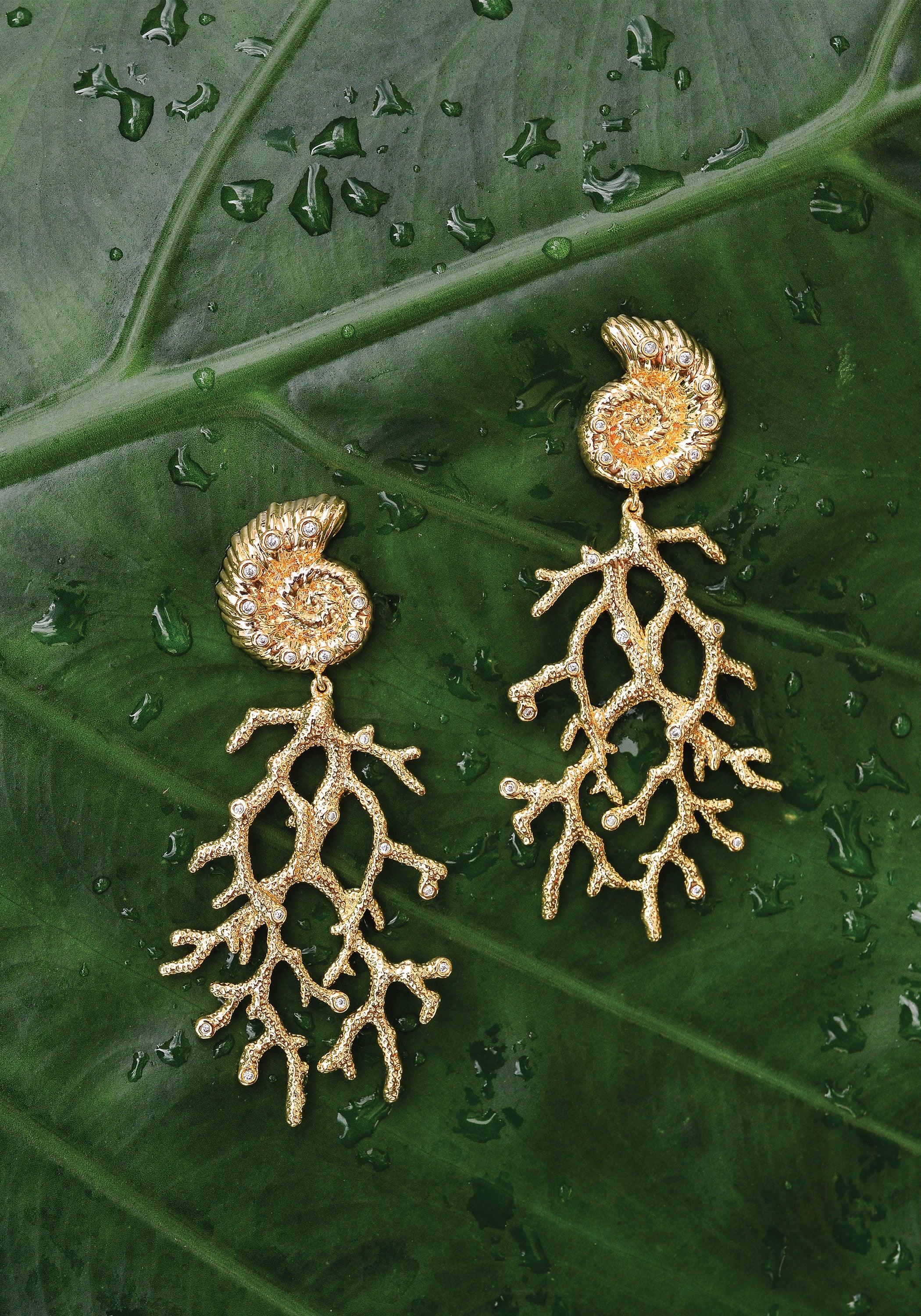Anabel Aram Shell w/ Coral Drop Earrings – Black Tie Beach