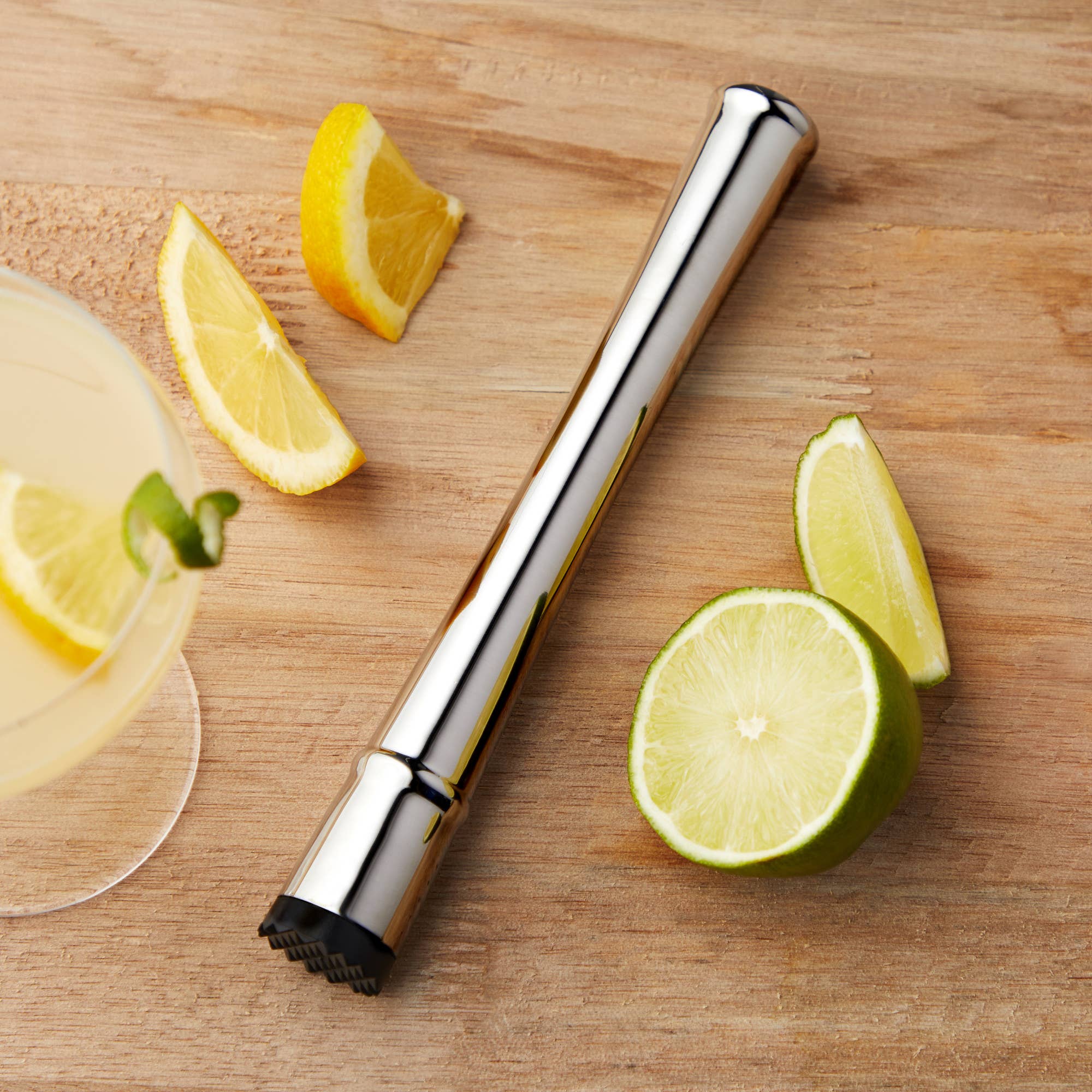 Viski - Harrison Polished Silver Finish Stainless Steel Muddler