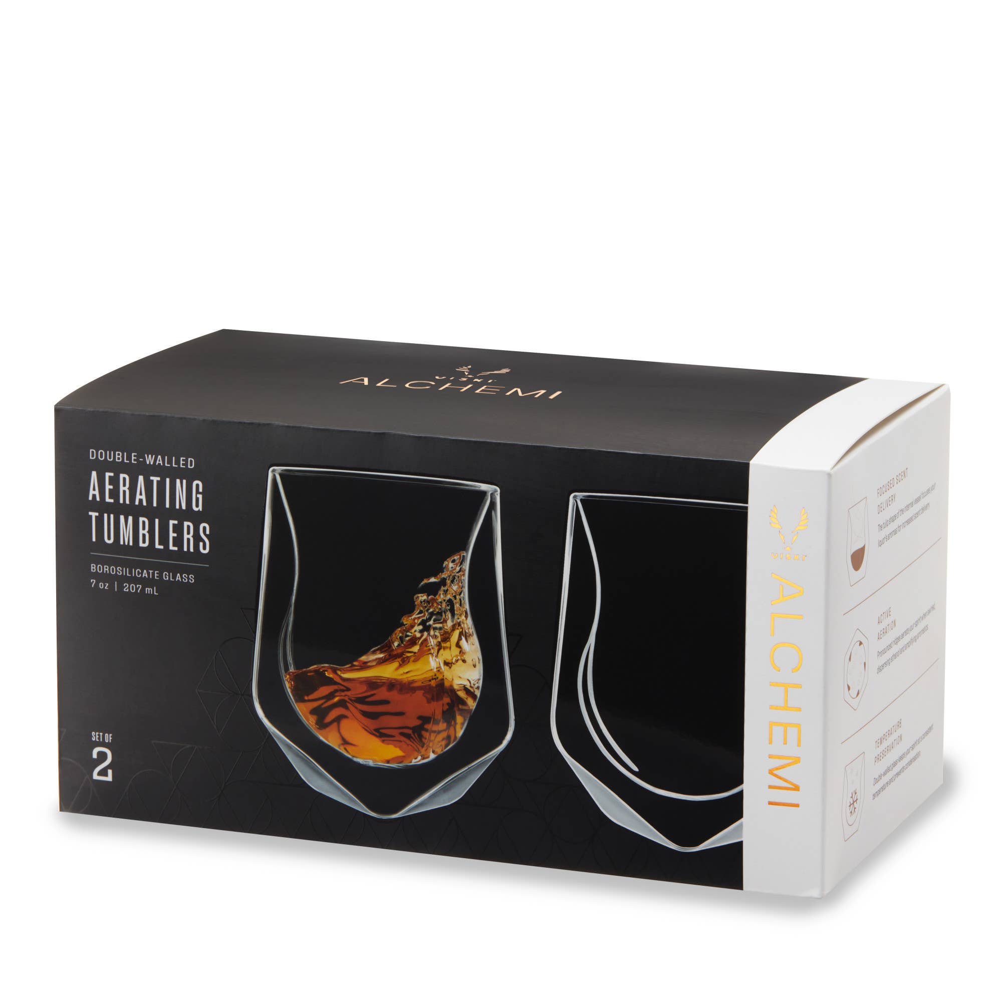 Viski - Alchemi™ Double Walled Aerating Tasting Glass Set of 2
