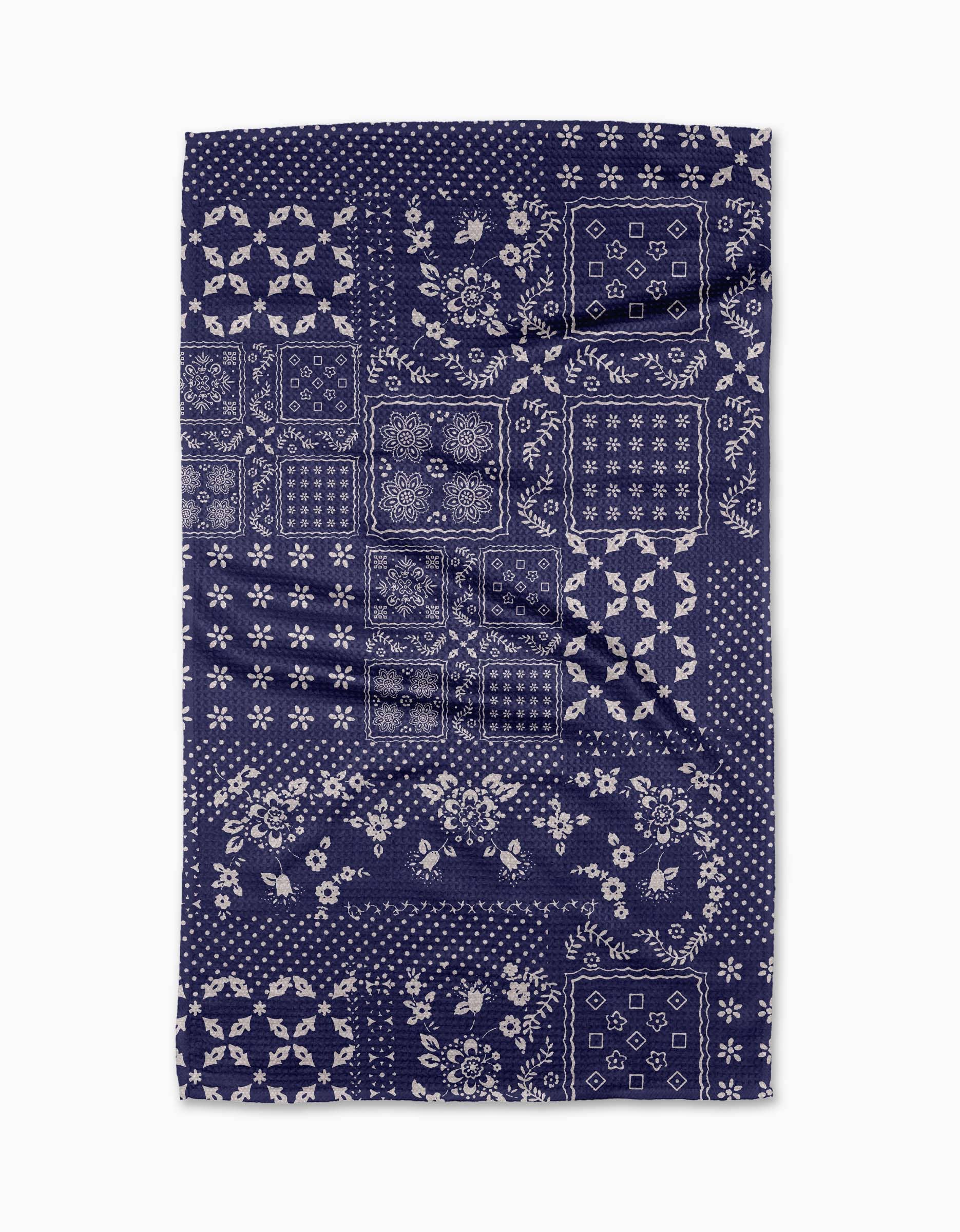Geometry - Blossoming Bandanna Blue Tea Towel