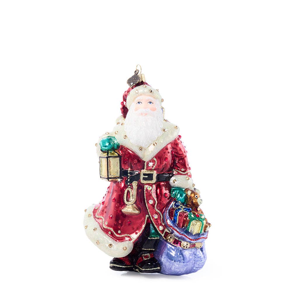 Jay Strongwater - Bountiful Santa Glass Ornament