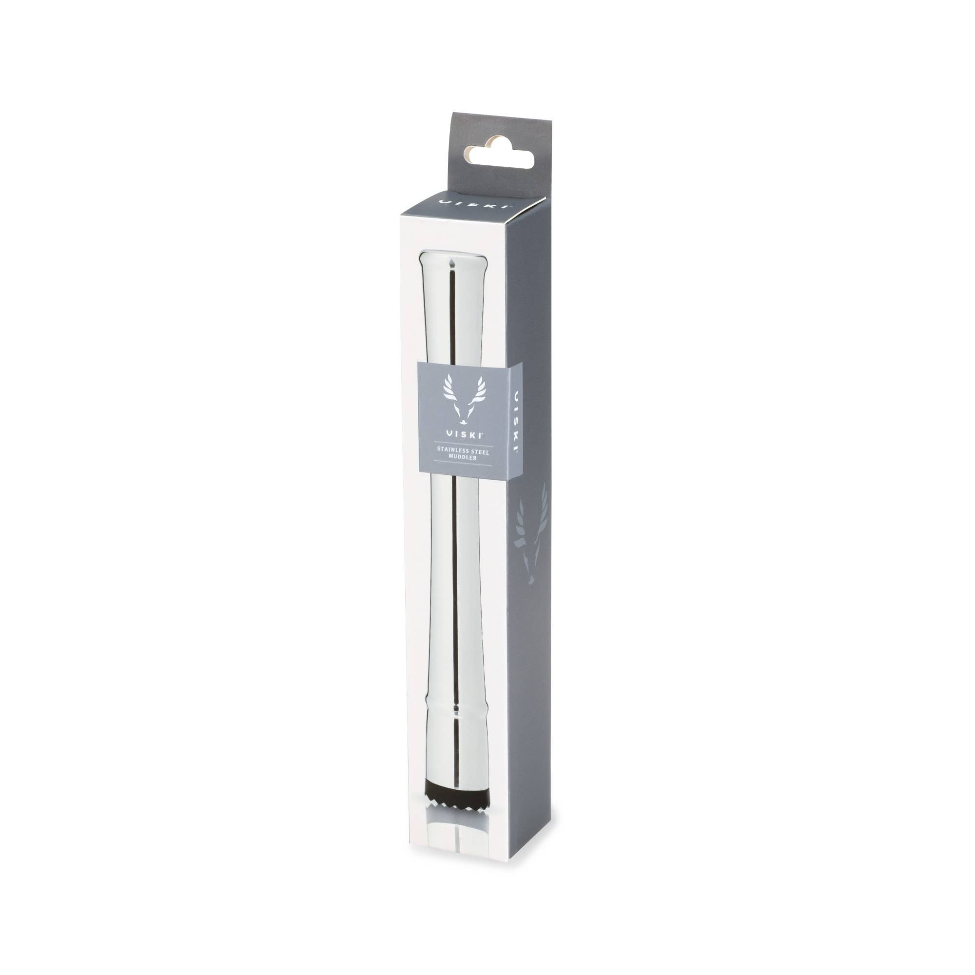 Viski - Harrison Polished Silver Finish Stainless Steel Muddler