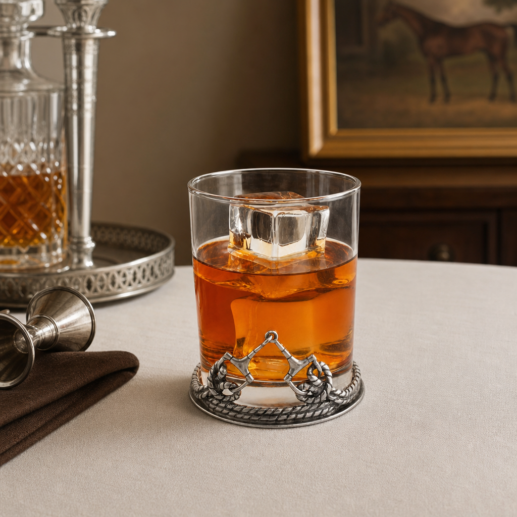 Equestrian Horse Bit Old Fashion Bar Glass