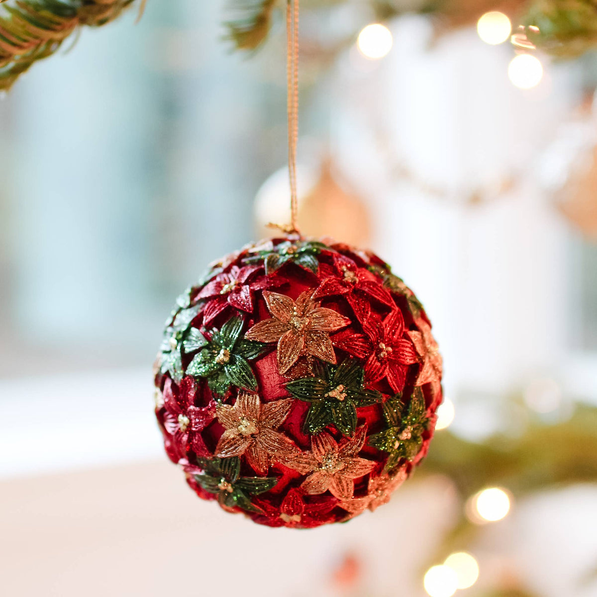 Dekorasyon Gifts  Decor - 3" Stargazer Ball Orn (Trad. Red)
