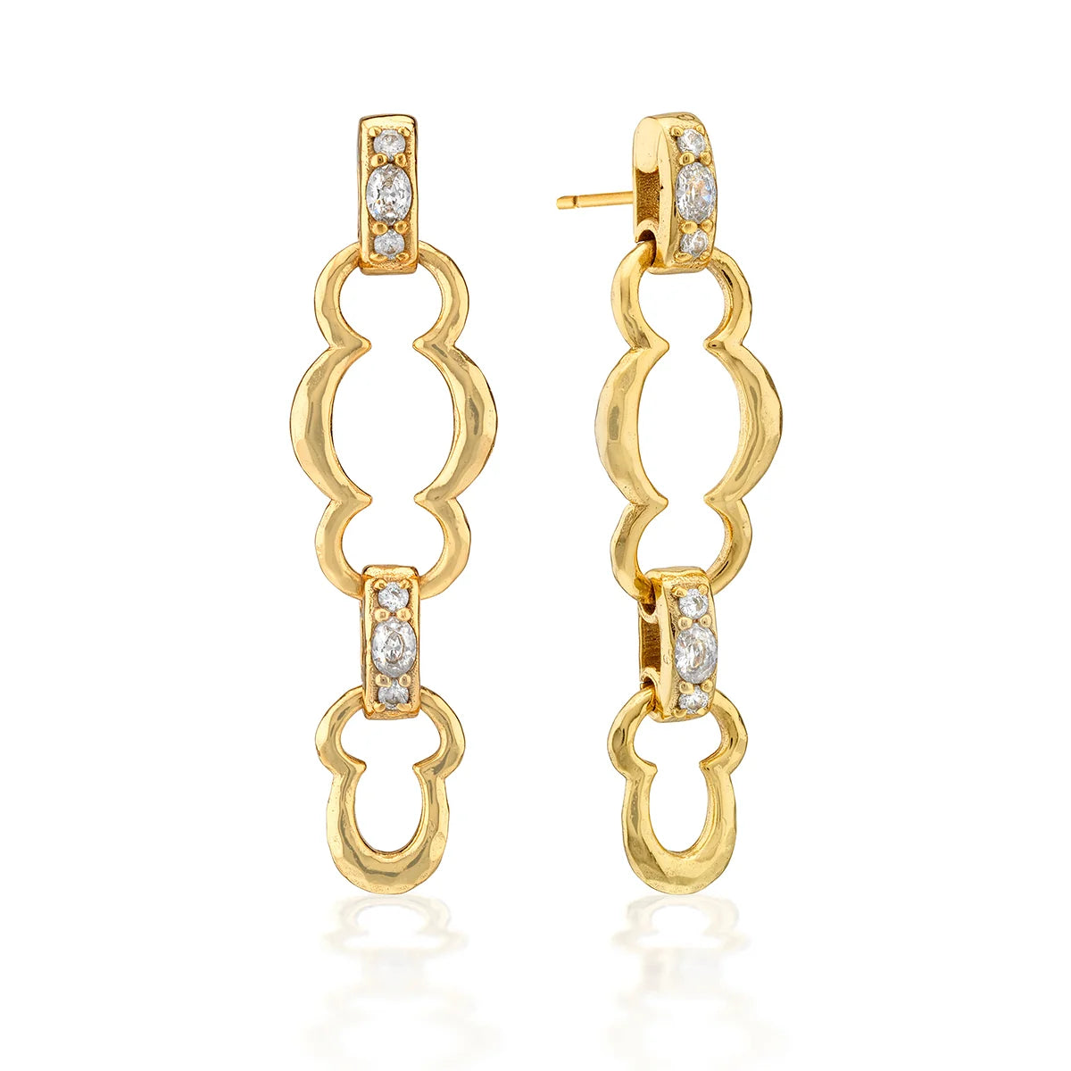 Capucine De Wulf Maharani Grande Double Drop Earrings ~ Clear Cubic Zirconia
