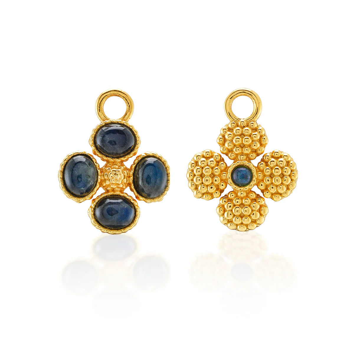 Capucine De Wulf Berry Clover Hoop Earrings Double Sided Charm, Labradorite