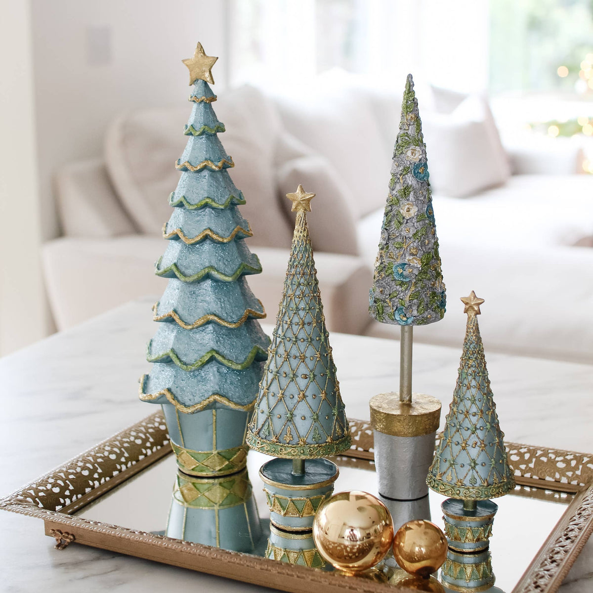 Dekorasyon Gifts  Decor - Fleur De Lis Tree w/Drum Base (Blue Haze)