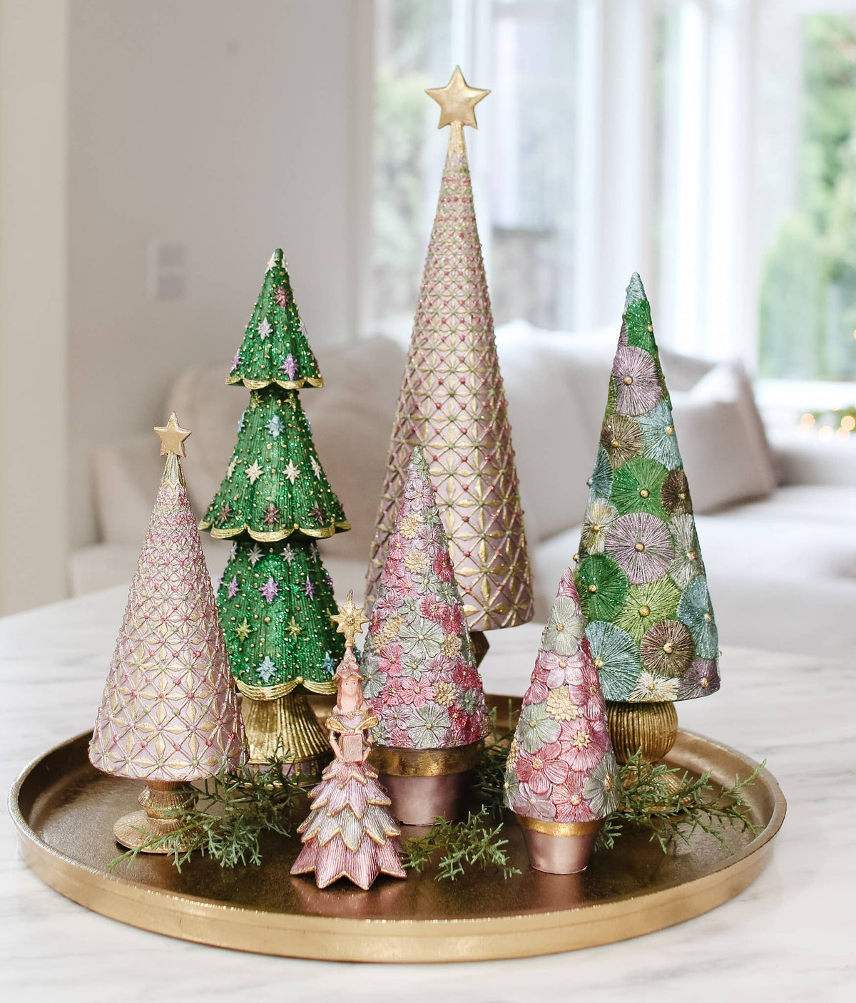Dekorasyon Gifts  Decor - 13" Starlight Neo Cone Tree (Vetiver)